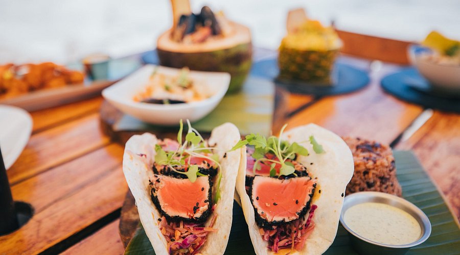 Experience the flavorful Yellowfin tuna tacos at Coco Loco.